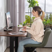 HOMCOM Armless Office Chair, 360° Swivel Desk Chair with Adjustable Height & Tilt Function for Home Office, Study, Dark Green(m-7)