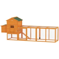 PawHut 117" Extra Large Chicken Coop with Asphalt Roof, Wooden Hen House with Slide-out Tray, Quail Hutch with Nesting Box, Orange(m-2)