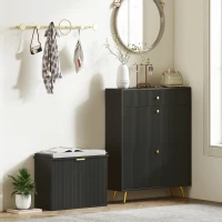 HOMCOM Shoe Storage Bench with Padded Seat Cushion and Flip-Drawer, Entryway Bench, Shoe Cabinet, 24.4x10.2x18.7 Inches, Black(m-8)