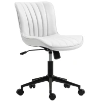 HOMCOM Armless Office Chair, 360° Swivel Desk Chair with Adjustable Height & Tilt Function for Home Office, Study, Cream White(m-2)