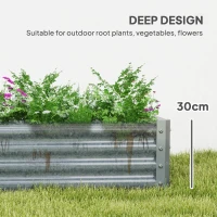 Outsunny 6 x 3 x 1ft Galvanized Raised Garden Bed, Reinforced Outdoor Planter Box with Open Bottom, Silver(m-4)