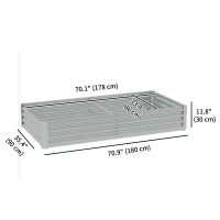 Outsunny 6 x 3 x 1ft Galvanized Raised Garden Bed, Reinforced Outdoor Planter Box with Open Bottom, Silver(m-3)