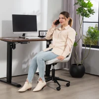 HOMCOM Armless Office Chair, 360° Swivel Desk Chair with Adjustable Height & Tilt Function for Home Office, Study, Cream White(m-9)