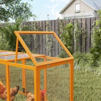 PawHut 117" Extra Large Chicken Coop with Asphalt Roof, Wooden Hen House with Slide-out Tray, Quail Hutch with Nesting Box, Orange(m-10)