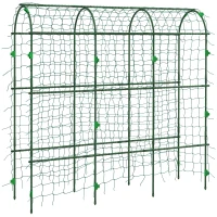 Outsunny Metal Garden Trellis, Arch Trellis for Climbing Plants Outdoor, A-Frame, with Climbing Net, 17" x 72" x 72", Green(m-12)