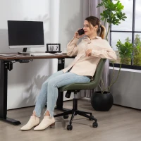 HOMCOM Armless Office Chair, 360° Swivel Desk Chair with Adjustable Height & Tilt Function for Home Office, Study, Dark Green(m-9)