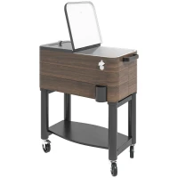 Outsunny 60 Quart Outdoor Cooler Cart, Rolling Ice Chest with Bottom Shelf and Bottle Opener for Backyard, Deck, Poolside Party(m-12)