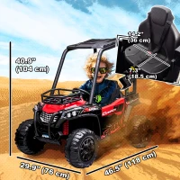 Aosom Kids Ride On Car 12V Battery-powered Electric Off-road UTV Toy 1.8-3.7 mph with High Roof Parental Remote Control Music Lights MP3 Suspension Wheels for 37-96 months(m-3)