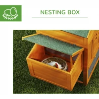 PawHut 117" Extra Large Chicken Coop with Asphalt Roof, Wooden Hen House with Slide-out Tray, Quail Hutch with Nesting Box, Orange(m-6)