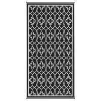 Outsunny Reversible Outdoor Rug, Waterproof Plastic Straw with Carry Bag, 9' x 18', Black & White Lantern(m-12)