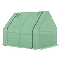 Outsunny 4 x 3 x 3ft Raised Garden Bed with Mini Greenhouse, Galvanized Raised Garden Bed with Cover for Herbs and Vegetables, Small Greenhouse for Patio Garden Balcony, Green(m-12)