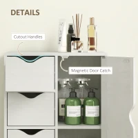 HOMCOM Freestanding Storage Cabinet, Bathroom Floor Cabinet with 4 Drawers and Door, White Wood Grain(m-6)