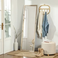 HOMCOM Floor Standing Mirror, Full Length Mirror, Free Standing, Leaning or Wall Mirror with Frame for Bedroom, Dark Wood Grain(m-7)