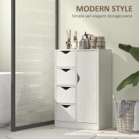 HOMCOM Freestanding Storage Cabinet, Bathroom Floor Cabinet with 4 Drawers and Door, White Wood Grain(m-4)