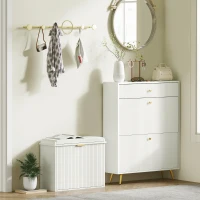 HOMCOM Shoe Storage Bench with Padded Seat Cushion and Flip-Drawer, Entryway Bench, Shoe Cabinet, 24.4x10.2x18.7 Inches, White(m-8)