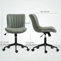 HOMCOM Armless Office Chair, 360° Swivel Desk Chair with Adjustable Height & Tilt Function for Home Office, Study, Dark Green(m-3)