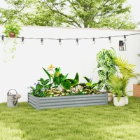 Outsunny 6 x 3 x 1ft Galvanized Raised Garden Bed, Reinforced Outdoor Planter Box with Open Bottom, Silver(m-1)