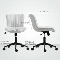 HOMCOM Armless Office Chair, 360° Swivel Desk Chair with Adjustable Height & Tilt Function for Home Office, Study, Cream White(m-3)