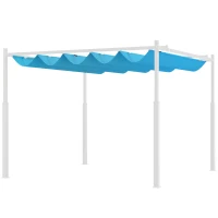 Outsunny 10' x 10' Retractable Pergola Canopy with Magnetic Fixture, UPF30+ Outdoor Pergola, Blue(m-1)