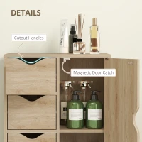 HOMCOM Freestanding Storage Cabinet, Bathroom Floor Cabinet with 4 Drawers and Door, Oak(m-6)