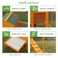 PawHut 117" Extra Large Chicken Coop with Asphalt Roof, Wooden Hen House with Slide-out Tray, Quail Hutch with Nesting Box, Orange(m-7)