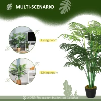 Outsunny 4FT Artificial Palm Tree, Fake Tropical Tree with Lifelike Leaves, Faux Plant in Pot for Indoor Decoration, Green(m-4)