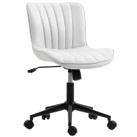 HOMCOM Armless Office Chair, 360° Swivel Desk Chair with Adjustable Height & Tilt Function for Home Office, Study, Cream White(m-11)