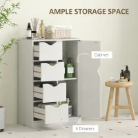 HOMCOM Freestanding Storage Cabinet, Bathroom Floor Cabinet with 4 Drawers and Door, White Wood Grain(m-5)