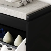 HOMCOM Shoe Storage Bench with Padded Seat Cushion and Flip-Drawer, Entryway Bench, Shoe Cabinet, 24.4x10.2x18.7 Inches, Black(m-9)