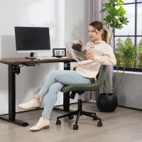 HOMCOM Armless Office Chair, 360° Swivel Desk Chair with Adjustable Height & Tilt Function for Home Office, Study, Dark Green(m-1)