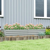 Outsunny 6 x 3 x 1ft Galvanized Raised Garden Bed, Reinforced Outdoor Planter Box with Open Bottom, Silver(m-9)
