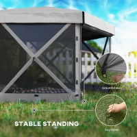 Outsunny 12' x 12' Hexagonal Pop Up Gazebo Canopy Tent with 5 Sidewalls, Outdoor Canopy Shelter with Carry Bag, Dark Gray(m-7)