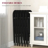 HOMCOM Set of 6 Metal Foldable Chairs, Linen Padded Folding Chairs with Cushion Seat and Open Back for Indoor, Black(m-6)