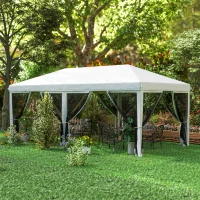 Outsunny 10' x 20' Pop Up Canopy Tent Gazebo with Removable Mesh Sidewall Netting, Carry Bag for Backyard Patio Outdoor, Cream White(m-9)