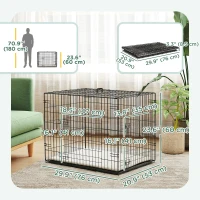 PawHut 30" Dog Crate with 2 Doors, Folding Metal Dog Cage with Soft Cushion, Removable Tray, Handle, for Small Dogs, Black(m-3)
