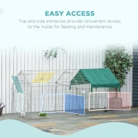 PawHut 87x41x41-IN Catio Rabbit Guinea Pig Cage Chicken Coop Run, Small Animal Enclousure Outdoor Indoor with Cover and Multiple Doors, Green(m-5)