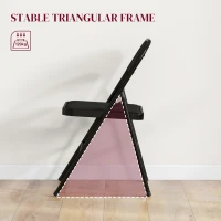 HOMCOM Set of 6 Metal Foldable Chairs, Linen Padded Folding Chairs with Cushion Seat and Open Back for Indoor, Black(m-5)