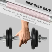 Soozier 44lbs 2-in-1 Adjustable Weight Barbell & Dumbbells Set, Free Weights Set with Non-Slip Handles for Home Gym Training, Black(m-7)