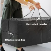 Outsunny 840L Outdoor Patio Cushion Storage Bag, UPF30+, Waterproof 600D Oxford Heavy Duty Furniture Storage Bag, Black(m-6)