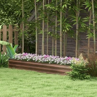 Outsunny 8'x2'x1' Galvanized Raised Bed, Large Elevated Planter Box for Growing Flowers, Herbs and Vegetables, Dark Brown(m-8)