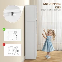 HOMCOM 57" Kitchen Pantry, Freestanding Pantry Storage Cabinet with Glass Doors, Adjustable Shelves, Open Compartments, White(m-6)