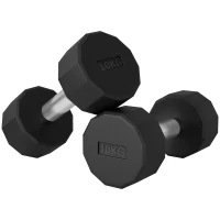 Soozier 2 x 22lbs Dumbbell Set, Rubber Weights Exercise Fitness Dumbbells with Non-Slip Handles, Anti-roll, for Women or Men Home Gym Workout(m-2)