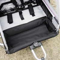 Aosom 2 Seat Bike Trailer for Kids 2-in-1 Double Baby Jogging Stroller with Handbrake, Rubber Wheels, 5 Point Harness, Waterproof Cover, Storage Bag, Reflectors, Red(m-10)
