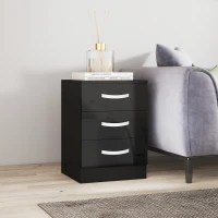 HOMCOM Bedside Table Set of 2, Modern Nightstand with Drawers and High Gloss Fronts, Night Table for Bedroom, Black(m-7)