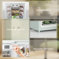 HOMCOM Retro Mini Fridge, 3.1 Cu. Ft Single Door Compact Refrigerator with Adjustable Thermostat, 2 Glass Shelves, Green(m-6)