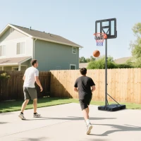 Soozier Basketball Hoop Outdoor, 4.6-10ft Portable Basketball Goal with Wheels and 43" Backboard, for Teenagers Youth Adults(m-8)