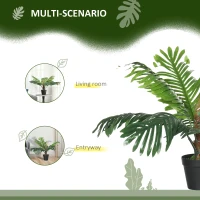 Outsunny 2FT Artificial Palm Tree, Fake Tropical Tree with Lifelike Leaves, Faux Plant in Pot for Indoor Decoration, Green(m-4)
