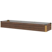 Outsunny 8'x2'x1' Galvanized Raised Bed, Large Elevated Planter Box for Growing Flowers, Herbs and Vegetables, Dark Brown(m-2)