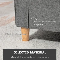 HOMCOM 2-Seat Sofa Two-Seater Couch with Armrests and Wood Legs for Living Room, Bedroom, Grey(m-5)