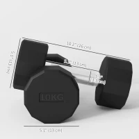 Soozier 2 x 22lbs Dumbbell Set, Rubber Weights Exercise Fitness Dumbbells with Non-Slip Handles, Anti-roll, for Women or Men Home Gym Workout(m-3)